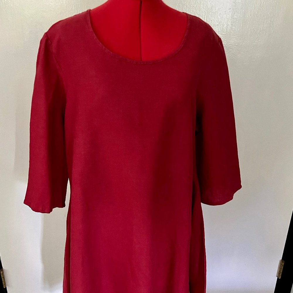 Bryn Walker Red Linen Asymmetrical Tunic Medium